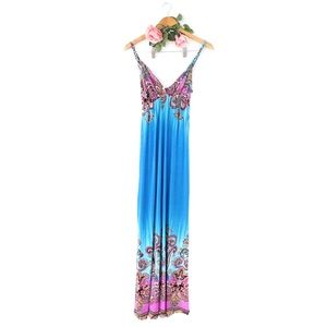 Blue & Patterned Maxi Dress 